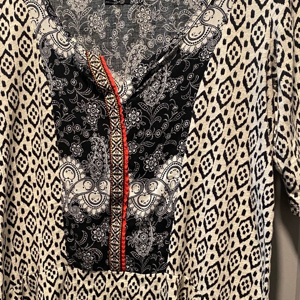 Anthropologie Akemi + Kin Ikat Mixed Print Cotton Boho Top Small - Picture 4 of 8